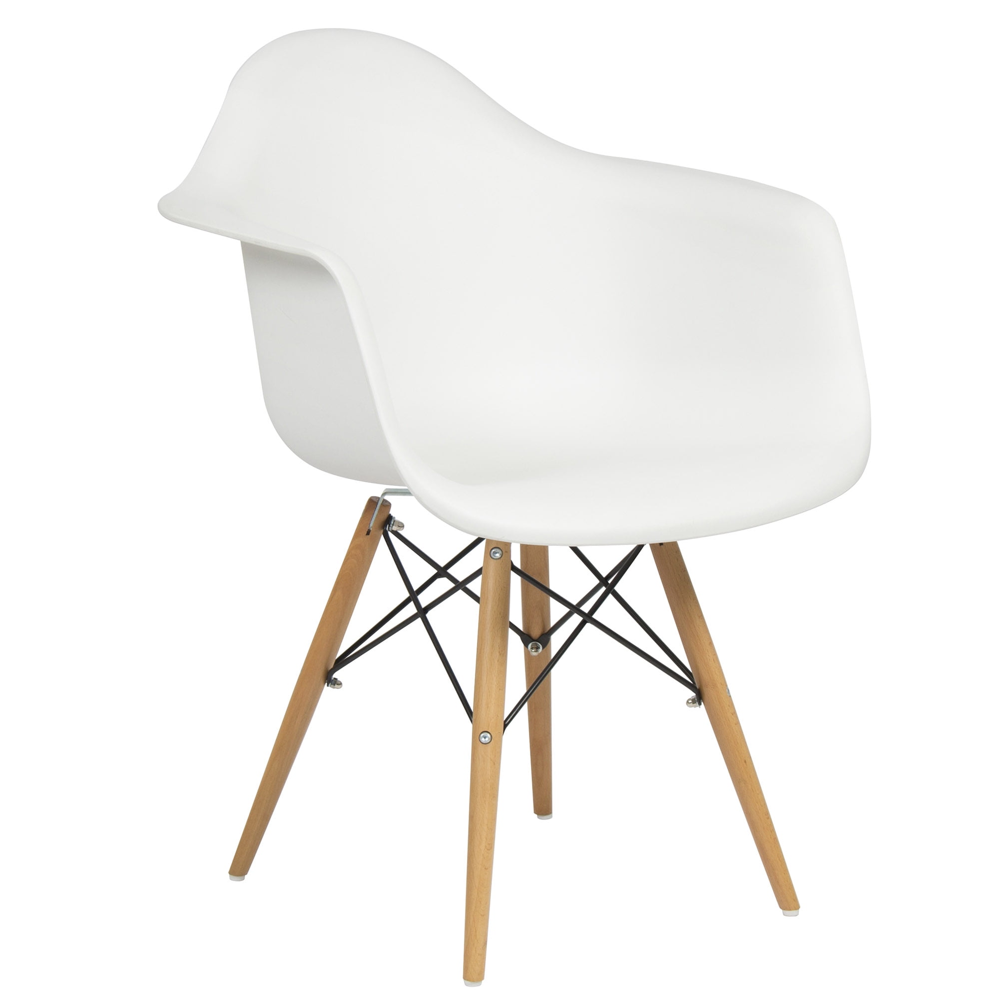 Best Choice Products Set of 2 Mid-Century Modern Dining Arm Chairs w/Molded Plastic Shell White