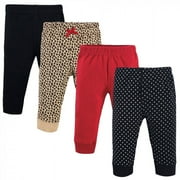 Hudson Baby Infant and Toddler Girl Cotton Pants 4pk, Basic Leopard, 12-18 Months