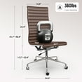 thumbnail image 6 of Cottinch Ribbed Office Chair High Back Armless Genuine Leather Ergonomic Desk Chair, Adjustable Height Executive Conference Task Chair Swivel Chair for Home Office, Brown, 6 of 12