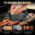 thumbnail image 2 of Smash Burger Press, Pre-Seasoned Cast Iron Hamburger Smasher, 2 lb Heavy-Duty Grill Bacon Meat Press Tool with Wood Handle, 6.6”, 2 of 5