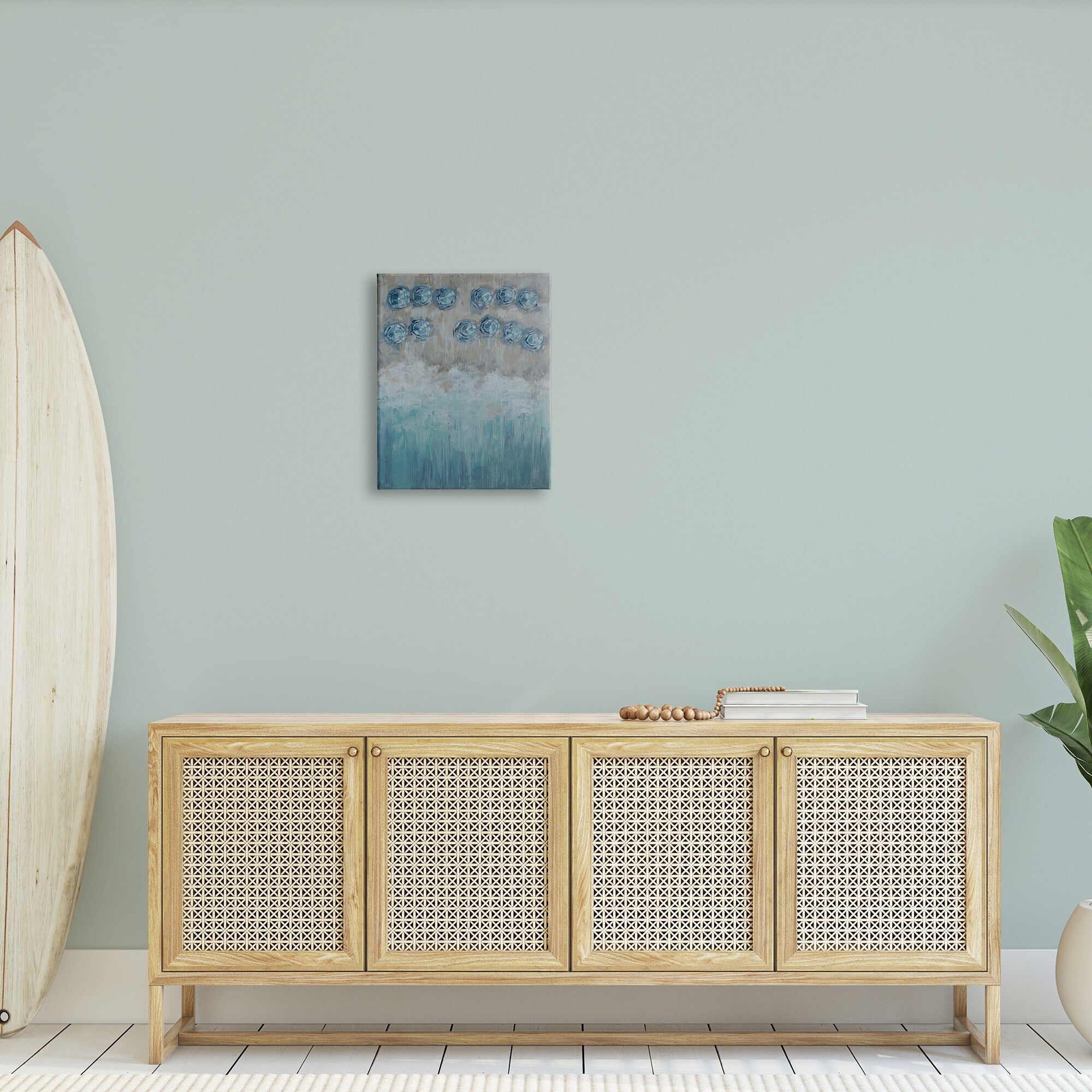 Stupell Industries Abstract Blue Umbrella Ocean Coast Rustic Beach Painting, 36 x 48,Design by Reesa Qualia