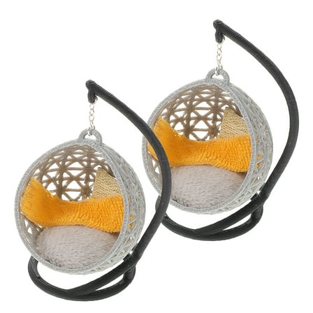 Masteelf  2 Pcs Miniature Hanging Egg Chair Dollhouse Decor Accessory