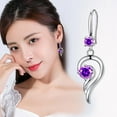 thumbnail image 4 of YUEHAO accessories Earrings Fashion Earrings Stainless Steel Round Earrings Women Creative Earrings Diamond Dangling Earrings For Women Purple, 4 of 5