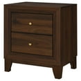thumbnail image 3 of Yels Nightstand with 2 Drawers, Gold Metal Knobs, Walnut Brown, 3 of 3