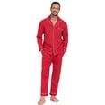 thumbnail image 3 of EA'S SECRET Men's Pajama Set 100% Cotton Soft Long Sleeve Pajamas Lounge Pjs Button-Down Notch Collor Sleep Sets Lightweight Pj Cozy Sleepwear(Cherry,S), 3 of 8