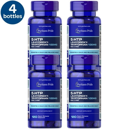 4 Pack - Puritan's Pride 5-htp 100 Mg (Griffonia Simplicifolia) Capsules, 120 ct