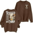 thumbnail image 4 of Fiaer Women Christian Sweatshirt Floral Graphic Plus Size Pullover Crew Neck Long Sleeve Baggy Trendy Tops Brown S, 4 of 4