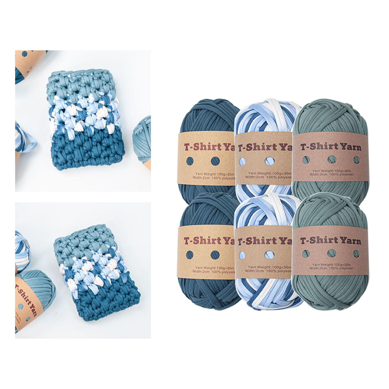 6x T Shirt Yarn Bag Making Supplies Easy to Wash Hand Knitting Knitting Yarn Weaving Thread Yarn for Baskets Pillow Rug Making Hats Sweaters Style A
