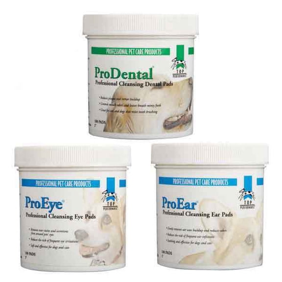 Pet Cleansing Wipes Dog & Cat Grooming 100 Pad Packs Choose Eye Ear or Dental (Full Set - All 3 Wipes)