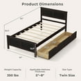 thumbnail image 2 of Gymax Cadre de Lit en Bois Format Simple avec 2 Tiroirs de Rangement et Rangement sous le Lit Espresso, 2 of 10