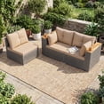 thumbnail image 4 of Costway Patio Wicker Sectional Furniture Set, 3 Piece Outdoor Couch Set for Garden Beige, 4 of 10