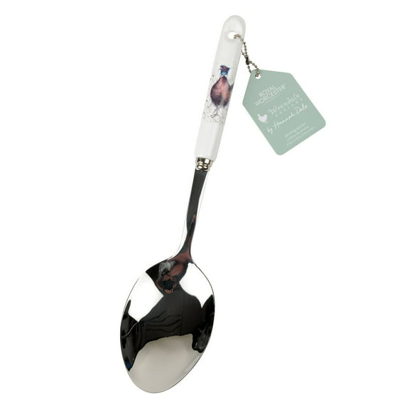 Portmeirion Wrendale Designs Serving Spoon | Serving Spoon with Pheasant Motif | 12.5 Inch | Made from Stainless Steel with Porcelain Handle | Hand Wash Only