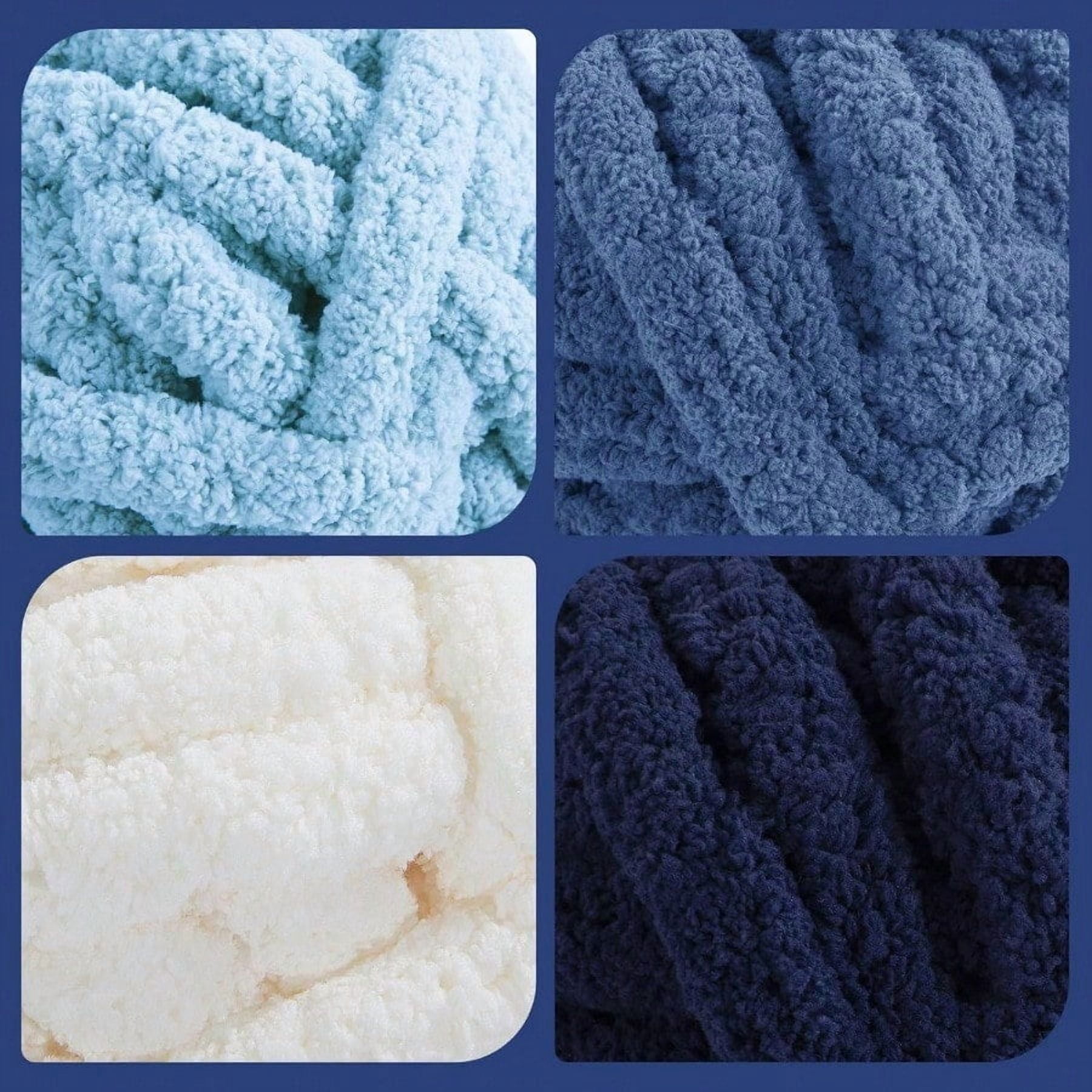 8 Pack Assorted Chunky Yarn for Crochetinger Bulky Large Soft Fluffy Yarn Plush Fuzzy Yarn Thick Chenille Yarn for Hand Knitting/Arm Knitting CreamBlue 27yds 8 oz Each Skein