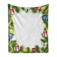 thumbnail image 1 of Christmas Soft Flannel Fleece Throw Blanket, Fir Branches Square Framework Xmas Noel Celebration in Vibrant Colors, Cozy Plush for Indoor and Outdoor Use, 50" x 70", Multicolor, by Ambesonne, 1 of 6