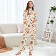 thumbnail image 6 of FORMRS Womens Pajama Set Long Sleeve Top and Pants with Pockets Soft Comfy Lounge Sleepwear, Sizes S-2XL, Orange Fall Pumpkin, 6 of 7