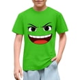 thumbnail image 1 of Blusas y camisas de manga corta con cuello redondo para niños y niñas, color liso, con estampado de expresión linda, manga corta, holgadas y cómodas, blusa para niña, 1 of 6