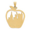 thumbnail image 3 of 14k Yellow Gold New York City Pendant for Women or Unisex, Apple Shape with Skyline and Statue of Liberty, Urban Manhattan NYC Souvenir Necklace Charm, 3 of 5