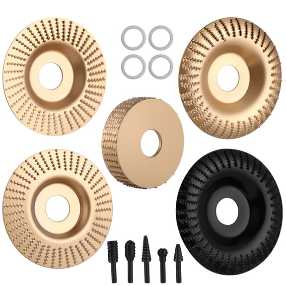 14 Pcs Angle Grinder Wood Carving Discs Set, Rotary Burr Rasp Set, Wood Grinding Wheel, Angle Grinder Attachments, Steel Grinding Polishing Shaping for Woodworking