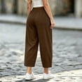 thumbnail image 5 of VBVC Women's Cropped Pleated Capri Pants , Side Button Detail Lounge Trousers For Women , Ladies' High Waisted Pants with Pockets, S-2XL, 5 of 6