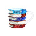 thumbnail image 1 of Taza única de pila de libros, taza de café de cristal 3D, divertido regalo novedoso for amantes de los libros y lectores, 6.5 oz, 1 of 6
