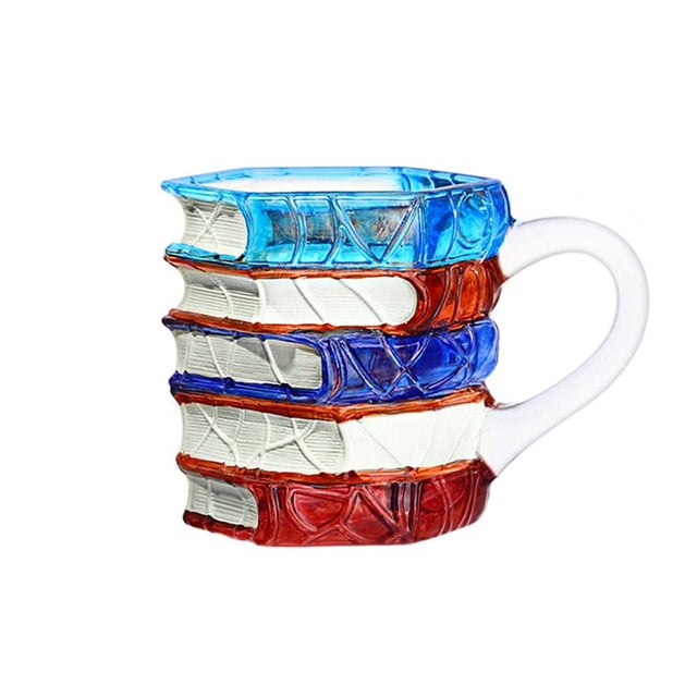 Taza única de pila de libros, taza de café de cristal 3D, divertido regalo novedoso for amantes de los libros y lectores, 6.5 oz