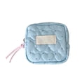 thumbnail image 3 of Fabric Period Storage Bag,Heart Dot Quilted Soft Cloth Mini Portable Pouch,Multi Purpose Small Organizer For Campus Daily Outdoor Short Travel Carry(Blue), 3 of 7
