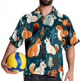 thumbnail image 4 of Squirrel Men's Hawaiian Button Down Short Sleeve Casual Printed Summer Beach Unisex Shirt, 4 of 6
