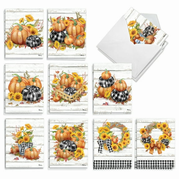 20 Blank All Occasion Note Cards with Envelopes (4" x 5.12") - Rustic Fall All Occasions (10 Designs, 2 Each) AM3373OCB-B2x10