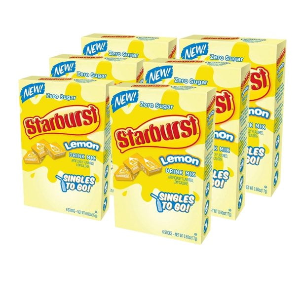 Starburst Lemon Singles To Go Drink Mix, 0.59 oz, 6 CT (Pack of 6