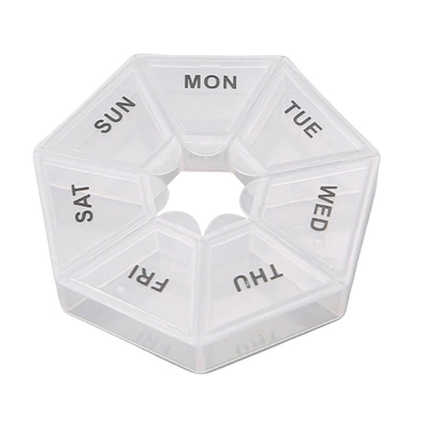 Organizador semanal de pastillas, pastillero de 7 lados, estuche pequeño para pastillas, estuche de almacenamiento para tableta Claro Yuyangstore Organizador de almacenamiento