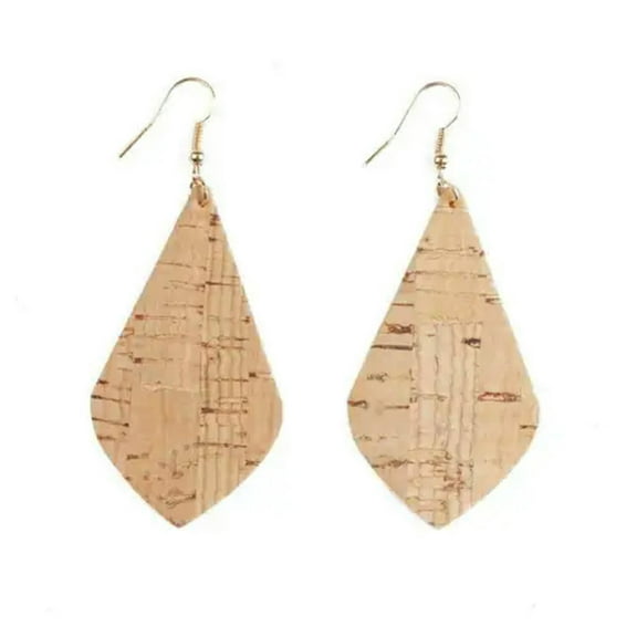 Geometric Cork Leather Arrow Teardrop Dangle Earrings Women Fall Jewelry Gifts