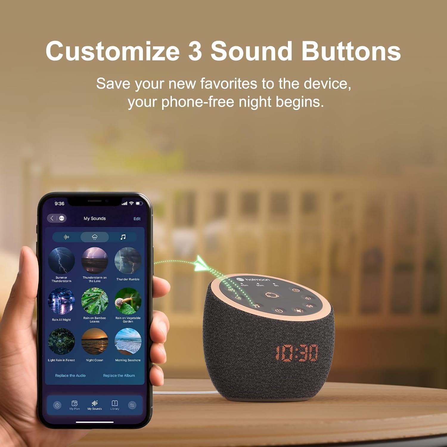 Hotmoon Cocoon Pro 2 Smart White Noise Sound Machine, Alarm Clock for Bedroom, 388 Soothing Sounds, Sleep Trainer, Routine Builder, App Control, Adults Mindfulness Meditation