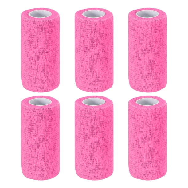 4" x 177" 6 Pcs venda adhesiva elástica autoadhesiva cinta deportiva color rosa brillante