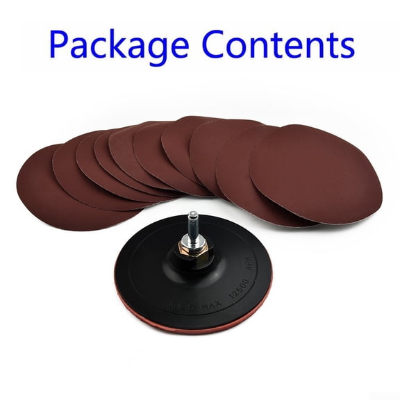 10pcs Mixed Grit Sandpapers 125mm Sanding Discs With Backing Pad & Drill Adapter