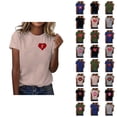 thumbnail image 1 of T-shirts de la Saint-Valentin pour Femmes 2026 Mode Manches Courtes Col Rond Cœur Graphique, 1 of 4