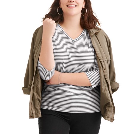 Download Generic - Women's Plus Size Easy 3/4 Sleeve V-Neck Side ...