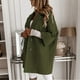 thumbnail image 4 of Abrigo de lana para mujer Cuello vuelto Manga tres cuartos Abrigo de invierno con un solo pecho OD Verde M, 4 of 6