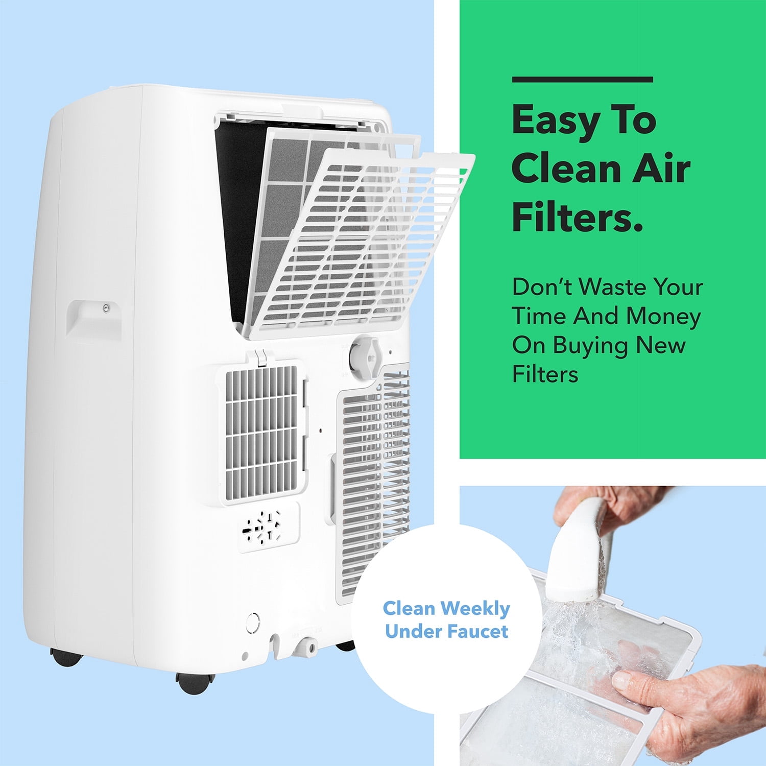Vremi 12000 BTU Portable Air Conditioner with Heat - Easy to Move AC Unit for Rooms up to 350 Sq Ft - with Powerful Cooling Fan, Reusable Filter, Auto Shut Off (8150 BTU New DOE)