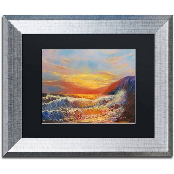 Trademark Fine Art "Hawaiian Sunset" Canvas Art by Manor Shadian, Black Matte, Silver Frame