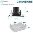 thumbnail image 3 of Luxrite 4" Square LED Recessed Ceiling Light J-Box 12W 5CCT 840 Lumens Dimmable Wet Rated IC Rated ETL Listed Black 4 Pack, 3 of 7