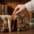 thumbnail image 4 of Exquisite Dragon Bookends Set Handcrafted Resin Book Holders for Home & Office Decor, Perfect Gift for Fantasy Lovers, 4 of 7