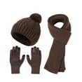 thumbnail image 3 of SUSUSU Autumn Winter Wool Set, Double Pile Knitted Hat Scarf Gloves, Women's Three-Piece, 3 of 3