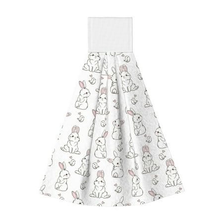 

Lukts Bunny And Bird for Coral Fleece Velcro Towel Suitable for Bathroom Kitchen Hanging Absorbent Towel Household Items