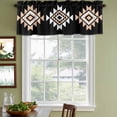 thumbnail image 3 of Black White Beige Boho Curtain Valances for Windows, Kitchen Valance Window Treatments Panel 2 Pack, Western Geometric Aesthetic Rod Pocket Short Curtains for Bathroom Bedroom 60 x 18 Inch, 3 of 8