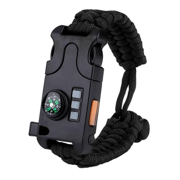 Domqga Survival Bracelet, Paracord Bracelet, Outdoor Survival Whistle Mini  Compass LED Flashlight Paracord Wristband Bracelet Tool 