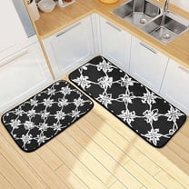 Black and White Art Pattern Kitchen Mat Set of 2 Cushioned Non Slip Rugs for Bedroom Floor Runner Mats
