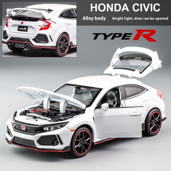 1:32 Honda Civic Type-R Alloy Sports Car Diecast Metal Model Car Central Control Ornaments Miniature Car Model Kids Toys Present