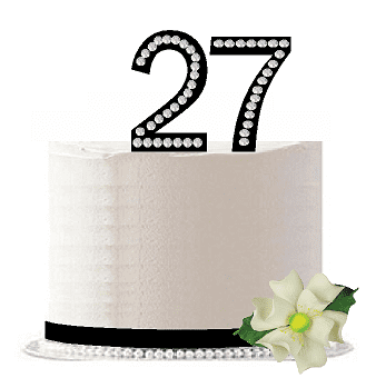 Cake Topper 27th Birthday Wedding Party Anniversary 27 Large Rhinestone NUMBER 