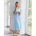 thumbnail image 4 of Ekouaer Cotton Long Nightgowns for Women Short Sleeve Night Gown Button House Dress Lace Trim Sleep Shirt Soft Nightshirt, 4 of 6