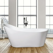 Dreamwerks 66.9 in. L Acrylic Curved Flat-bottom Not-Whirlpool Bathtub in Glossy White